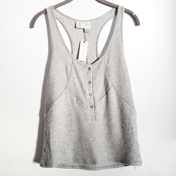 NEW Saturday Sunday Gray Ribbed Racerback Tank - Picture 1 of 4